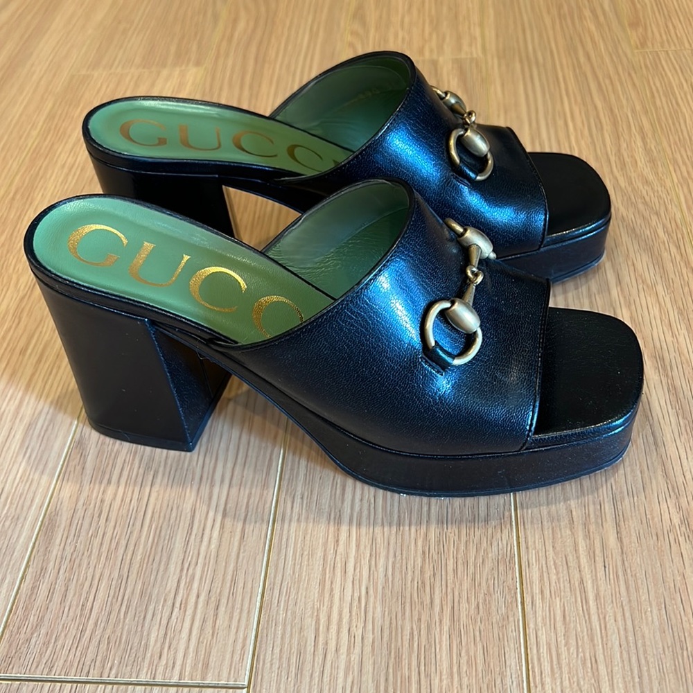 Gucci Granada kid/Quentin slides size 36 in black